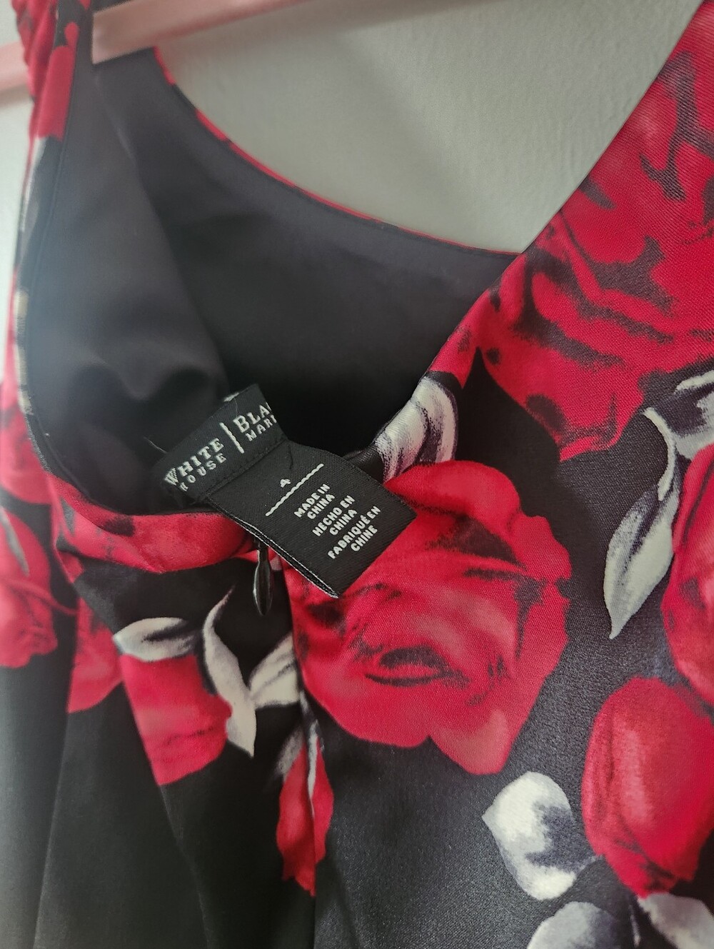 Black Dress with Red Rose Print - Girls' Party Dress - Picture 5 of 5